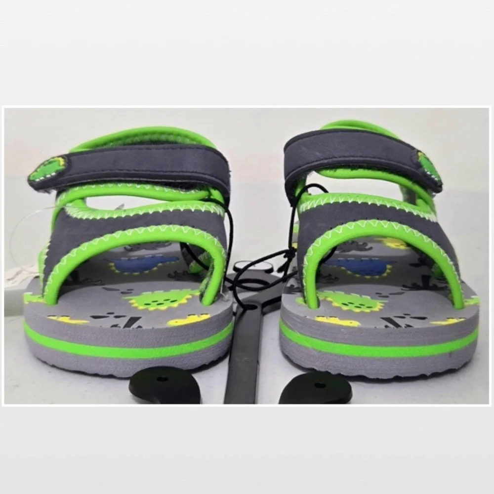New Wave Zone Shoes Kids Prewalk Baby Sandals Dino Grey Green NWT
